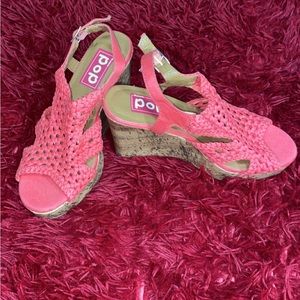 Pink wedge heels, size 9M